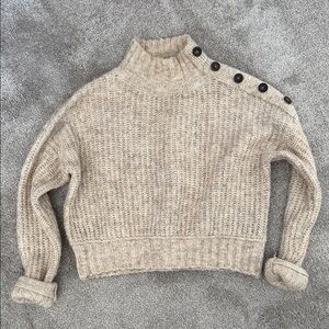 Jessica Simpson Beige Buttoned Turtleneck Sweater